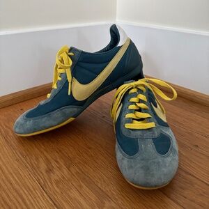 Nike Sprint Sister Vintage Leather Sneakers Rare Y2K – Teal / Yellow (Women’s 7)
